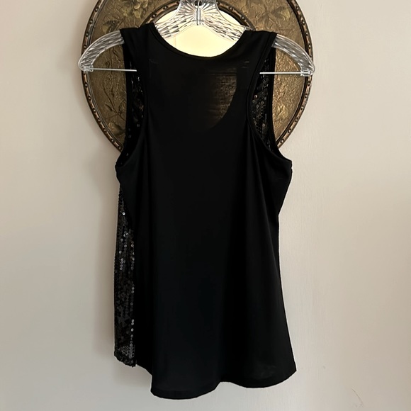 Sequined front tank top; 24.5” long, back is 3.75” longer. Poly/nylon/spandex - Picture 2 of 6